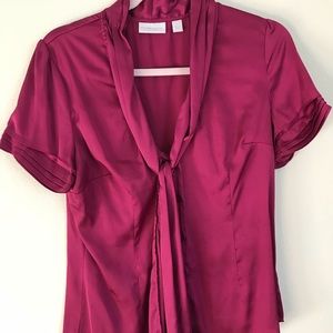 New York and Company satin Pussybow Blouse